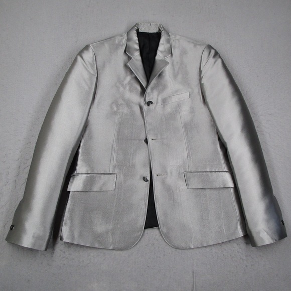 Balenciaga Other - Balenciaga Paris Suit Mens 48 IT Metallic Silver Silk Made in Italy READ*